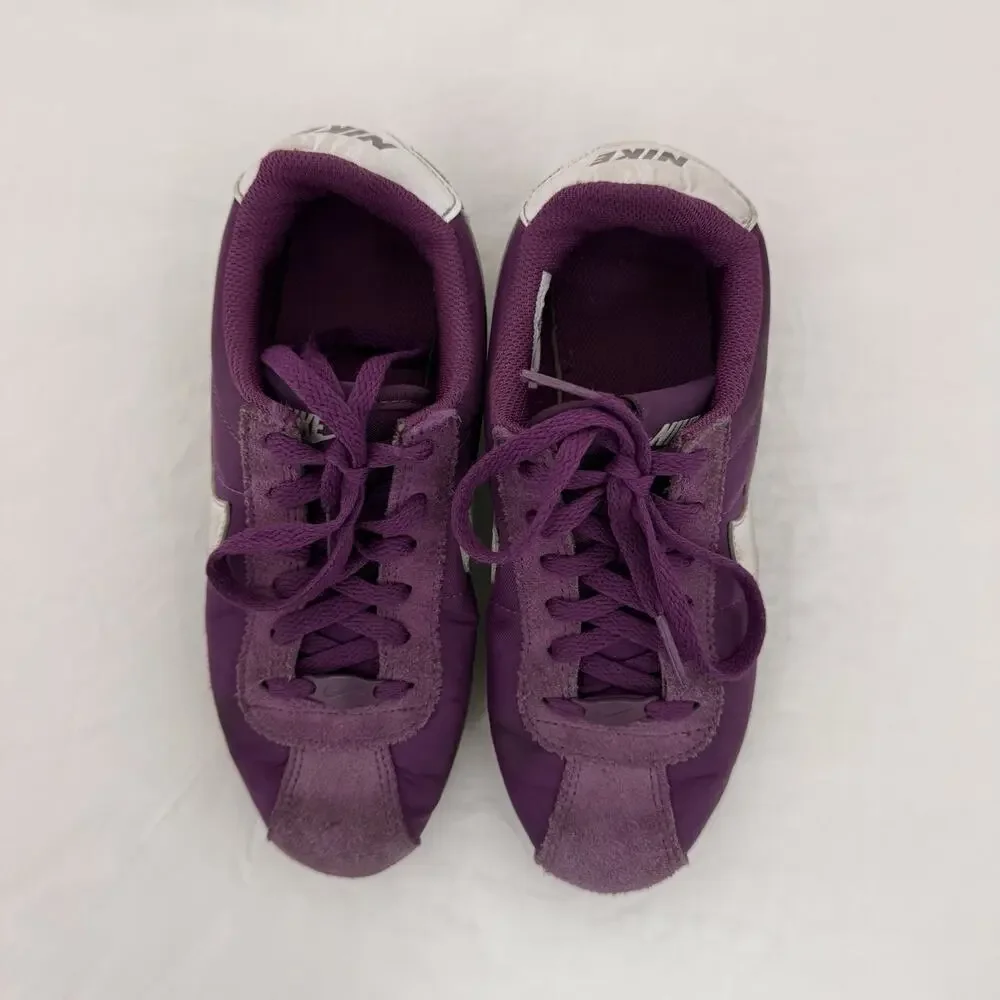 Nike Cortez Leather Low Top Sneakers Purple/Silver Kids US 2 IF1615-500